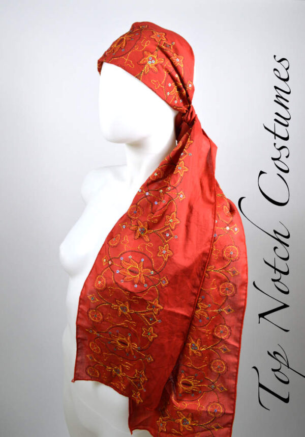 red bohemian pirate head scarf